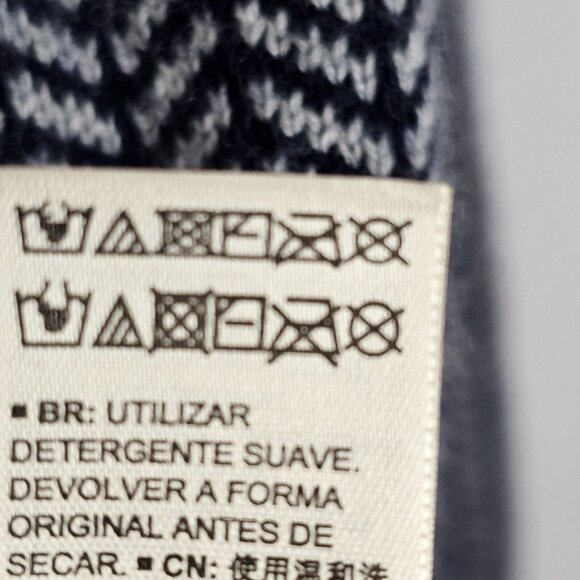 Grandpacore Dad M Normcore Knit Chevron Navy Gray Wool Blend Sweater Work Office - Picture 15 of 16